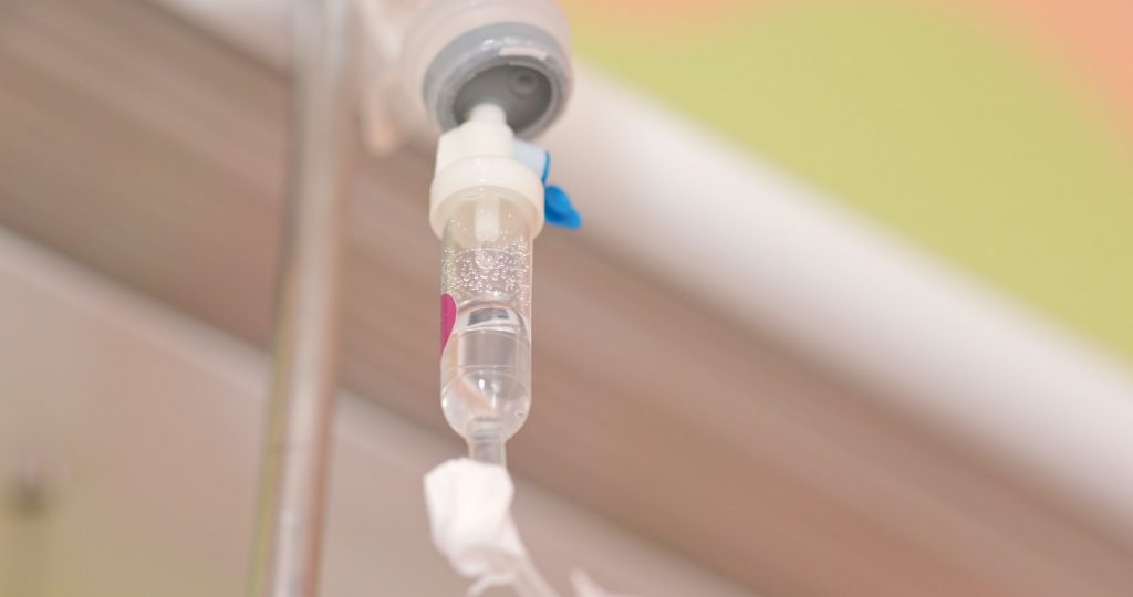 Infusion pump or Saline solution intravenous (IV) drip for patient and infusion pump in hospital